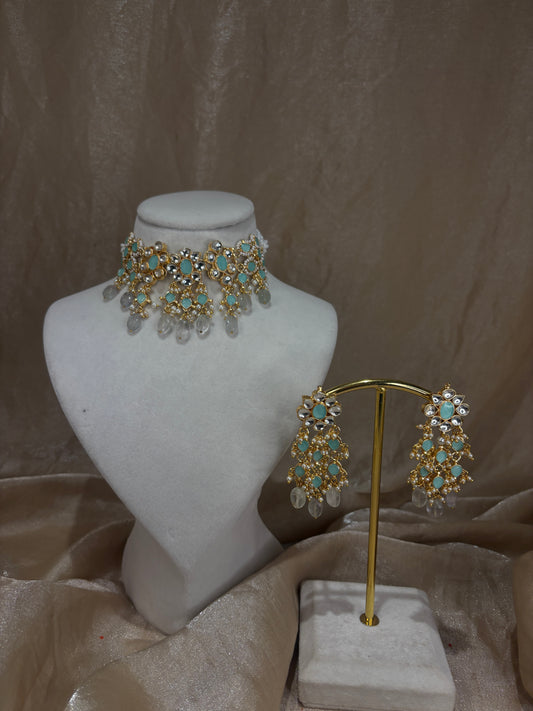 Mint green/gray choker set