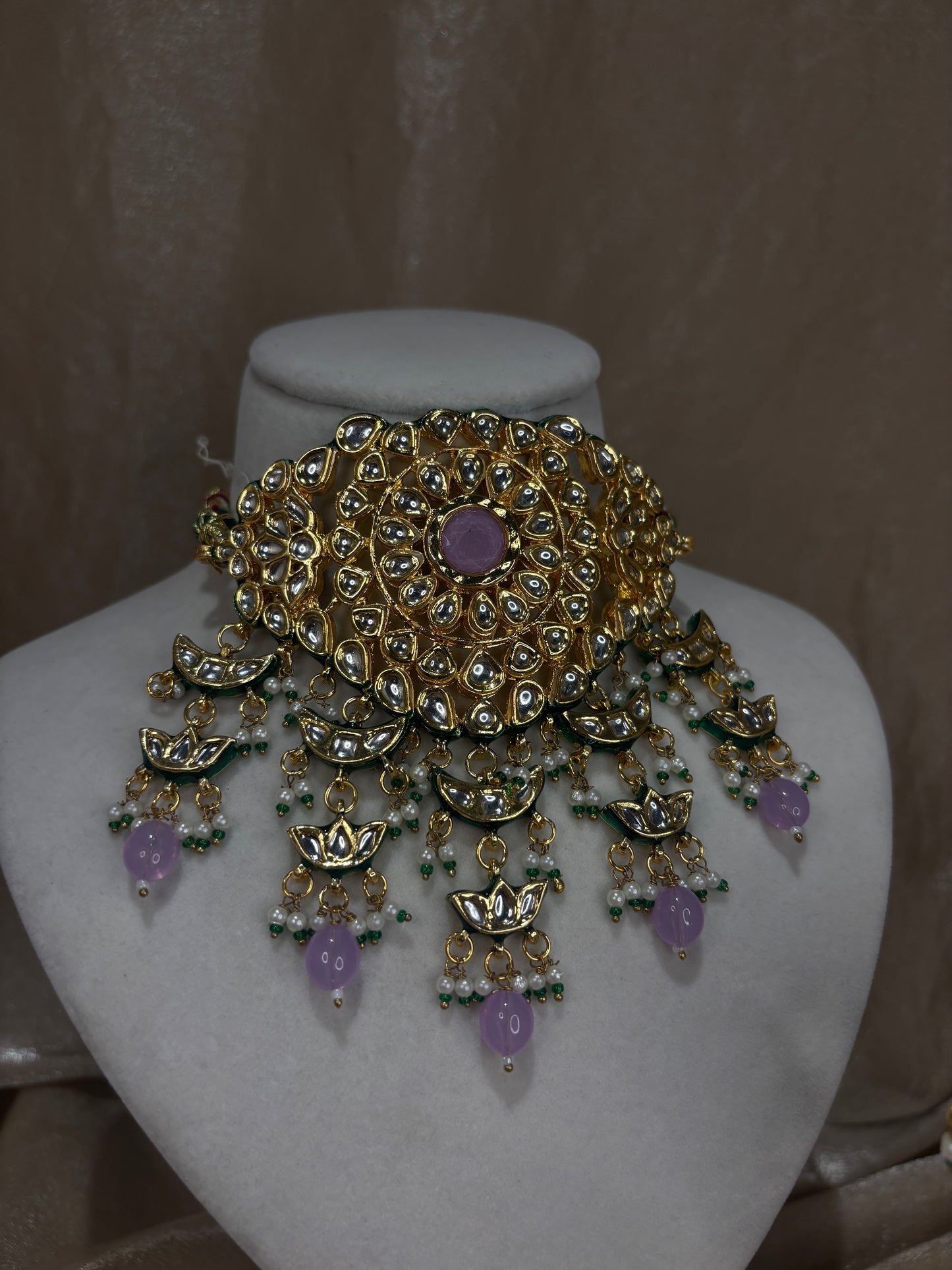Lavender kundan choker set
