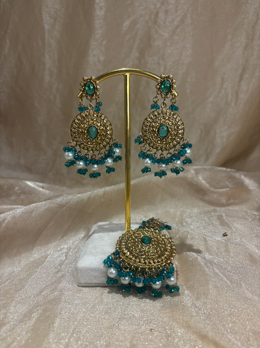 Blue earring/tikka set