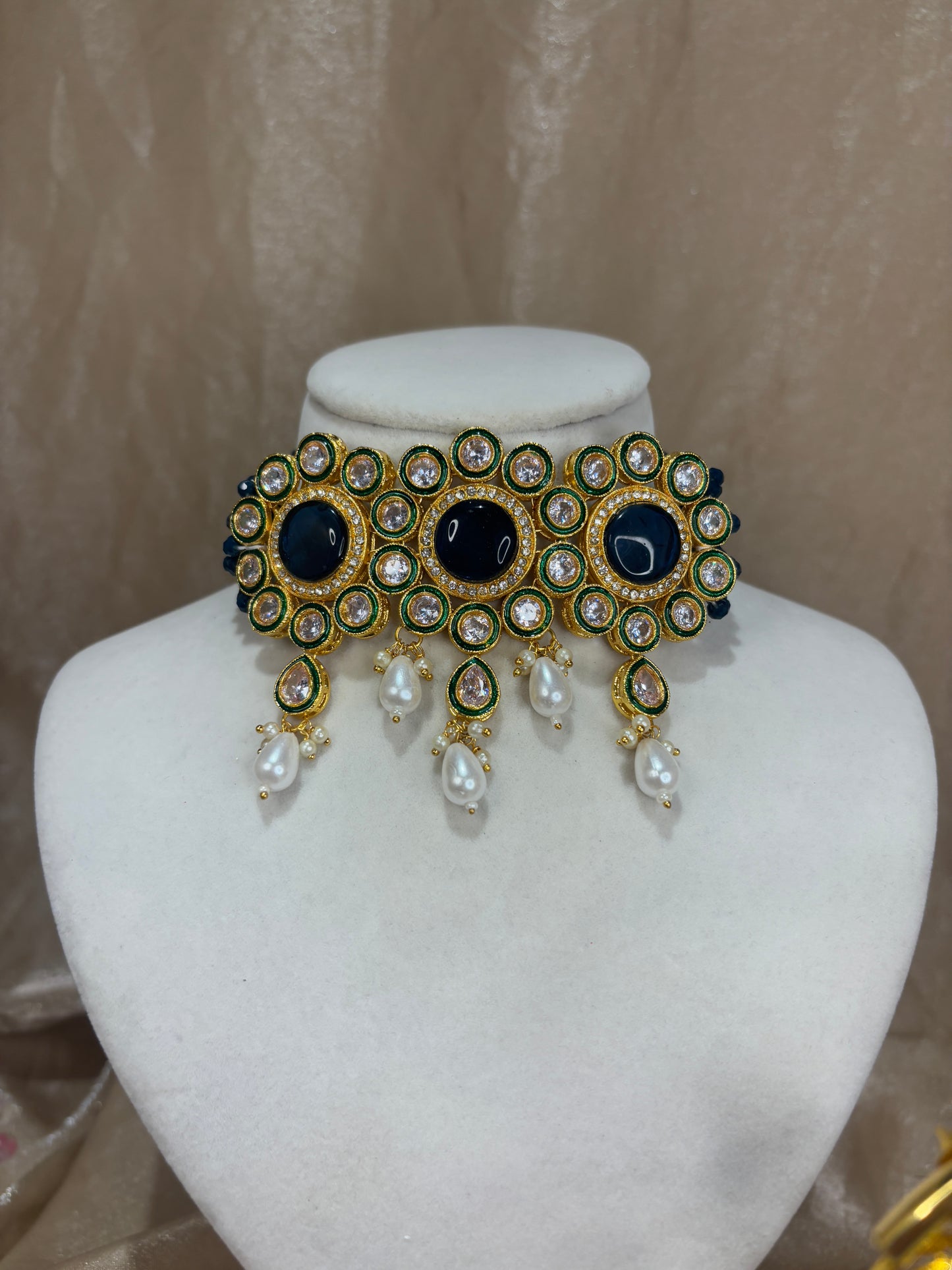 Navy blue choker set