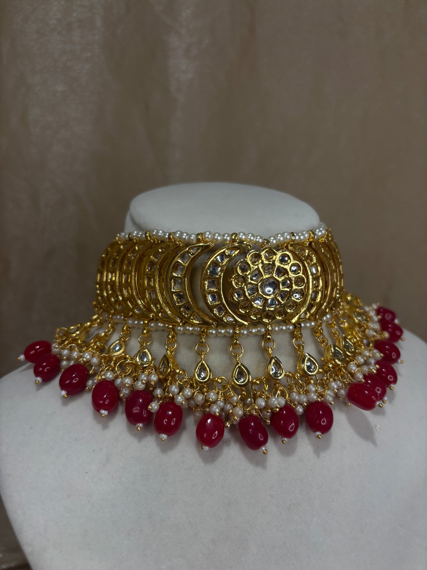 Red kundan choker set