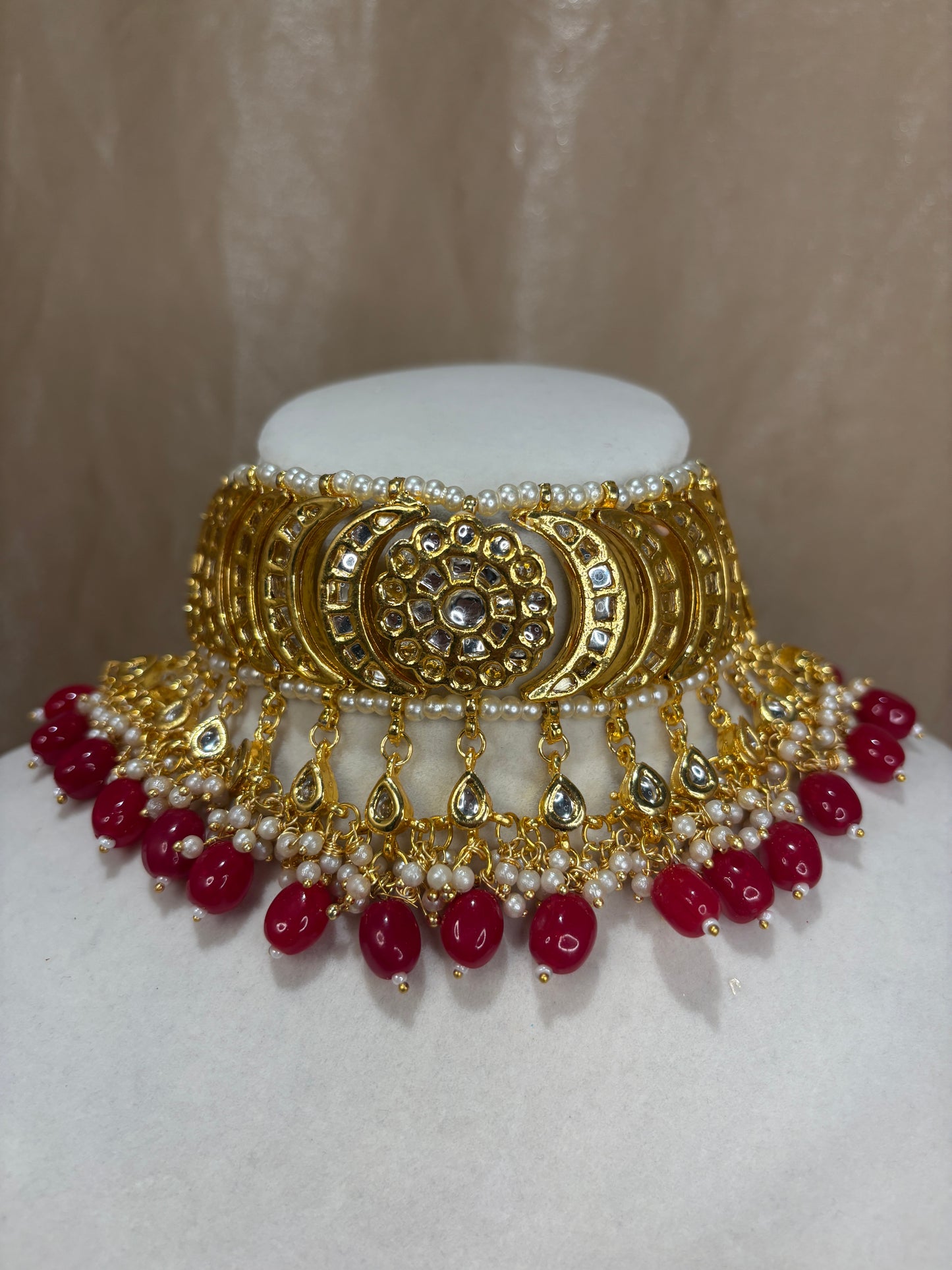 Red kundan choker set