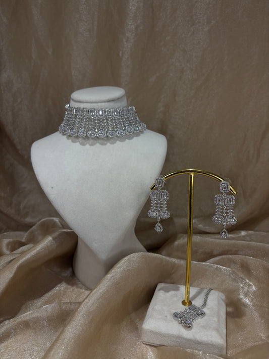 Silver American diamond set