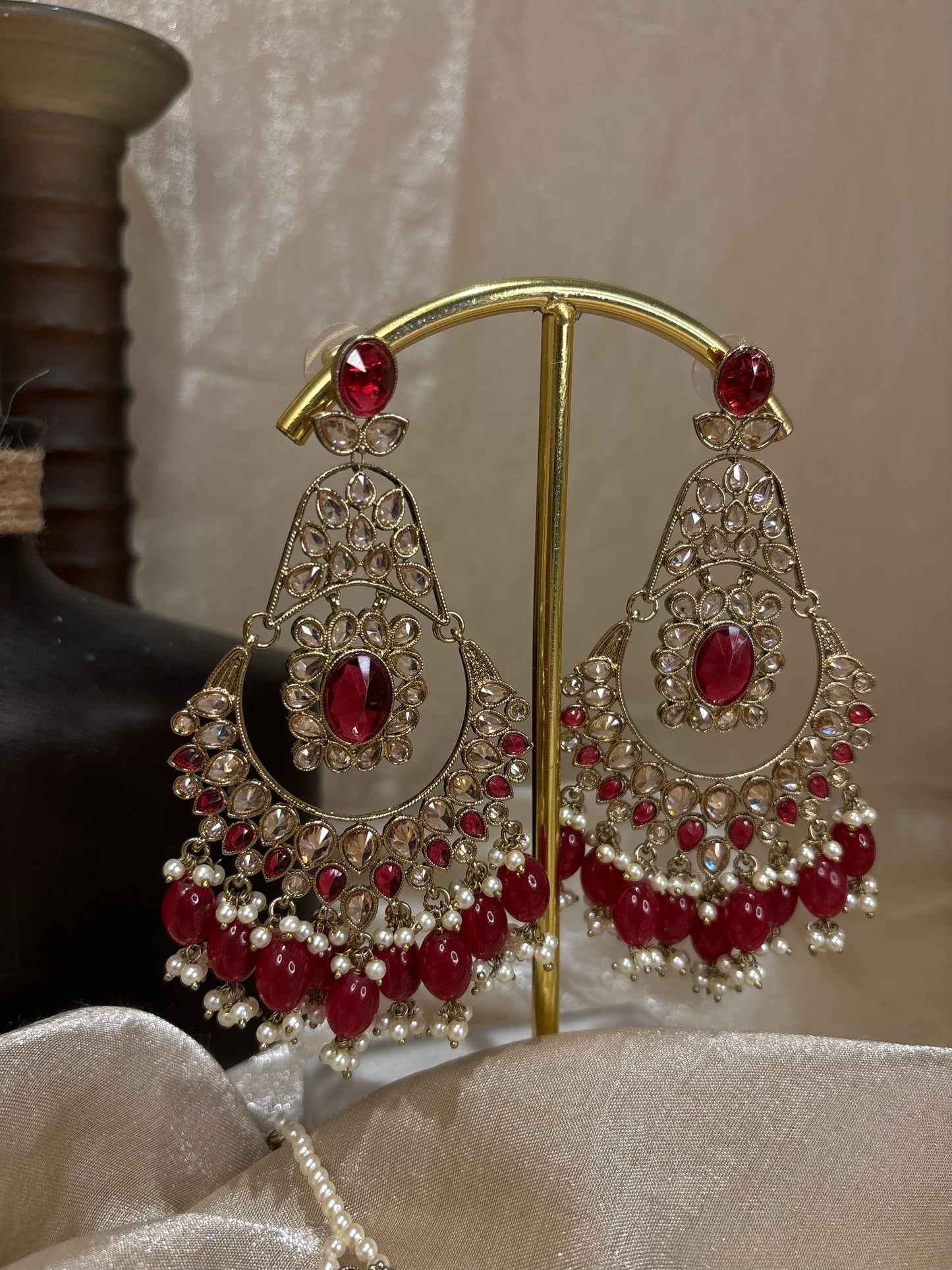 Hot pink earring/tikka set