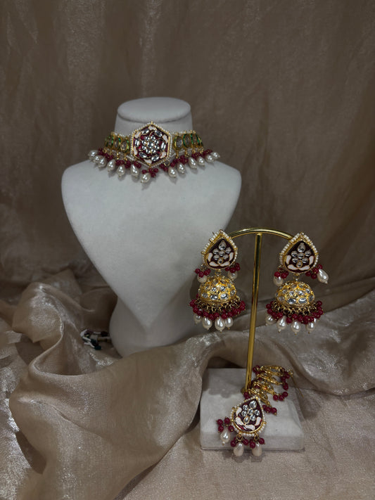 Red kundan choker set