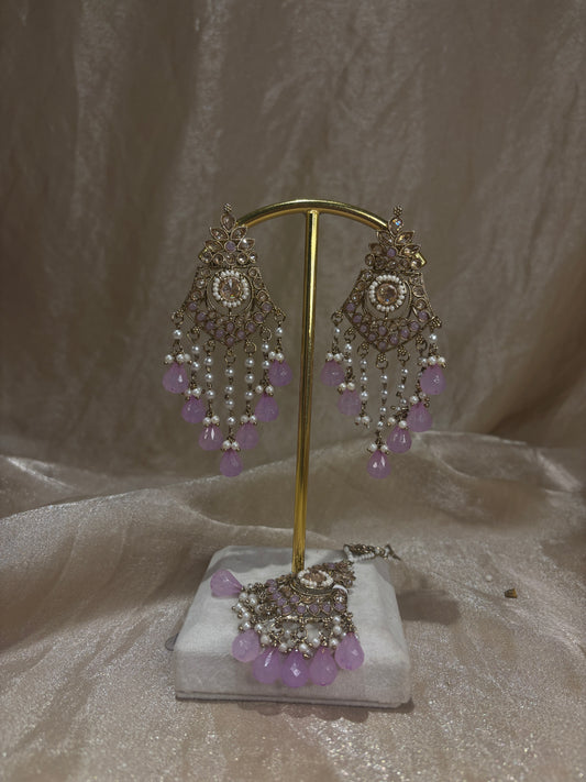 Lavender earring/tikka set