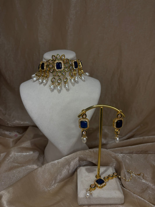 Navy blue choker set