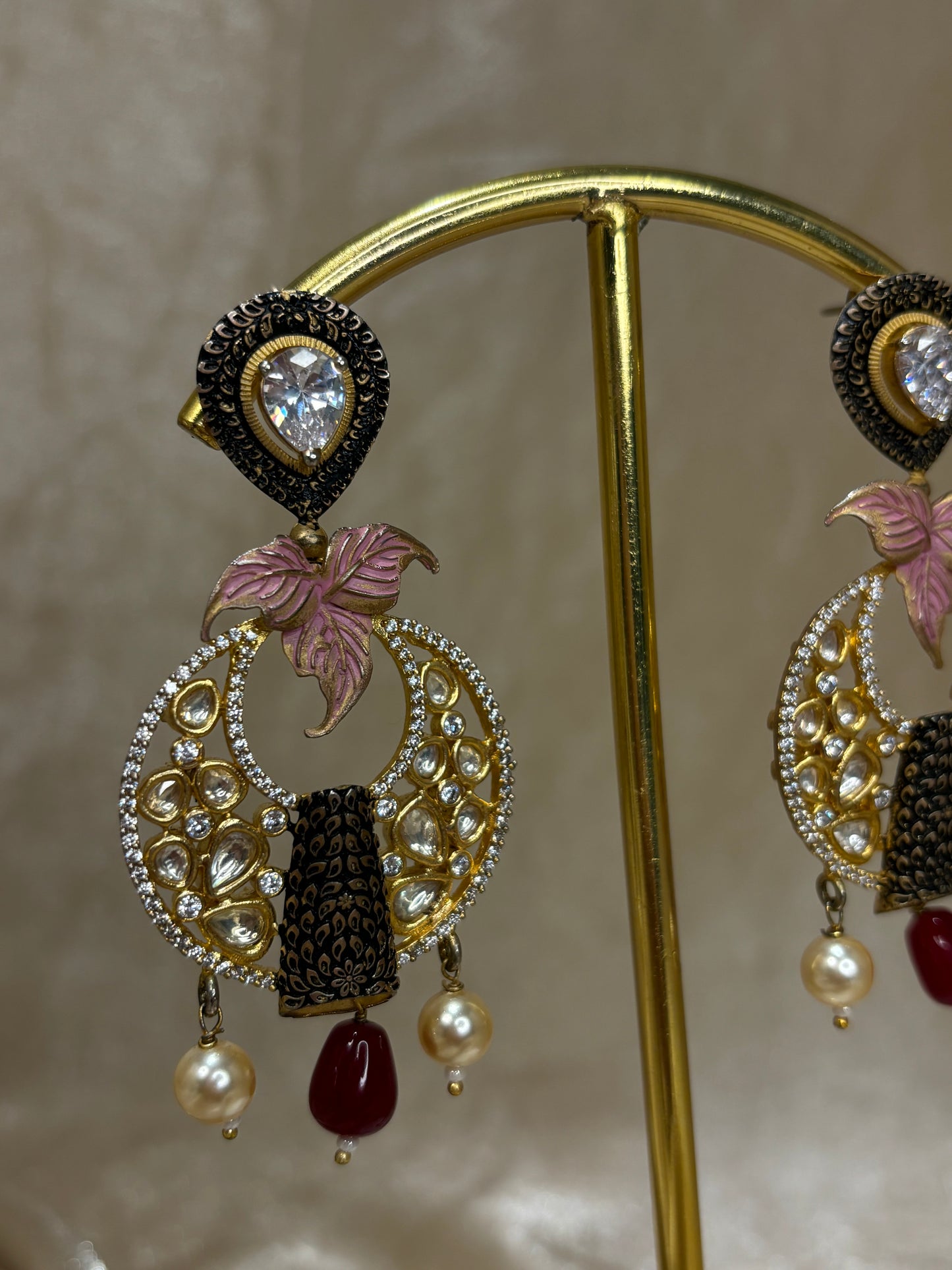 Pink/maroon earrings