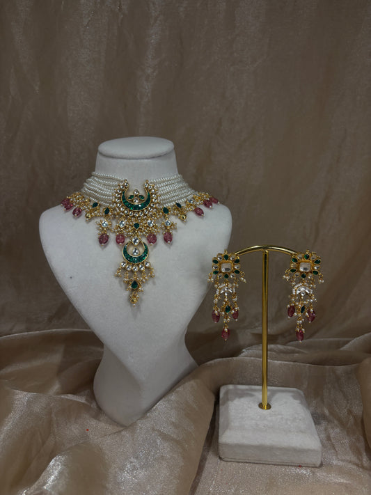 Emearld green/purple choker set