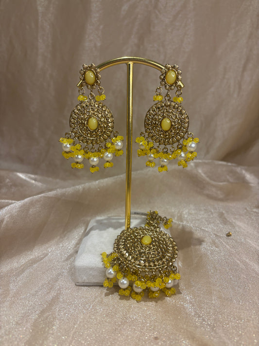 Yellow earring/tikka set