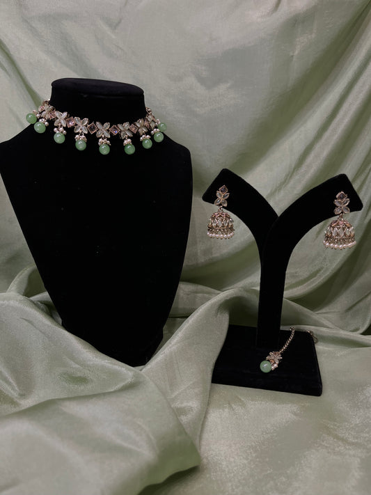 Mint green mini choker set