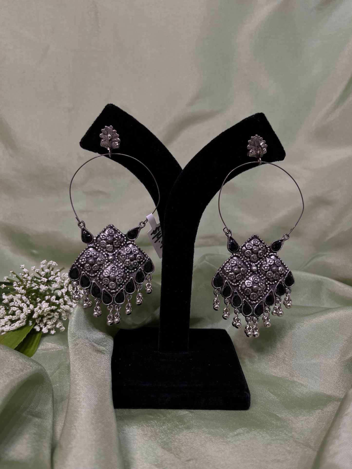 Black oxidized hoop earrings