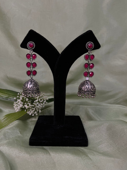 Hot pink oxidized earrings
