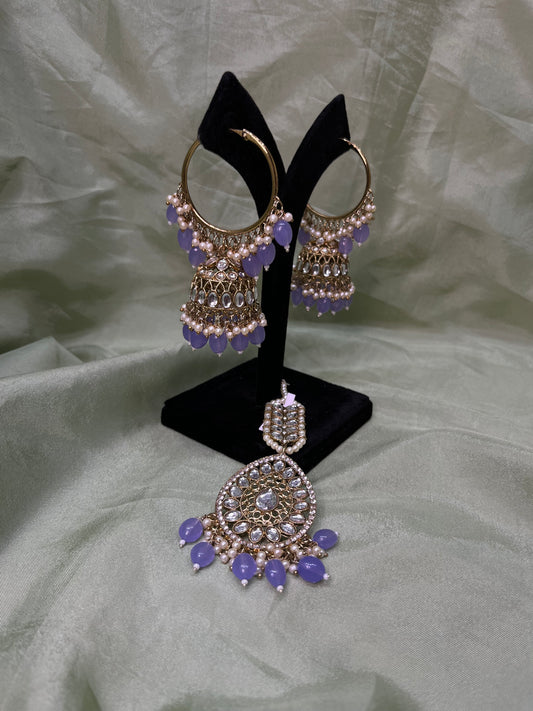Lavender earring/tikka set