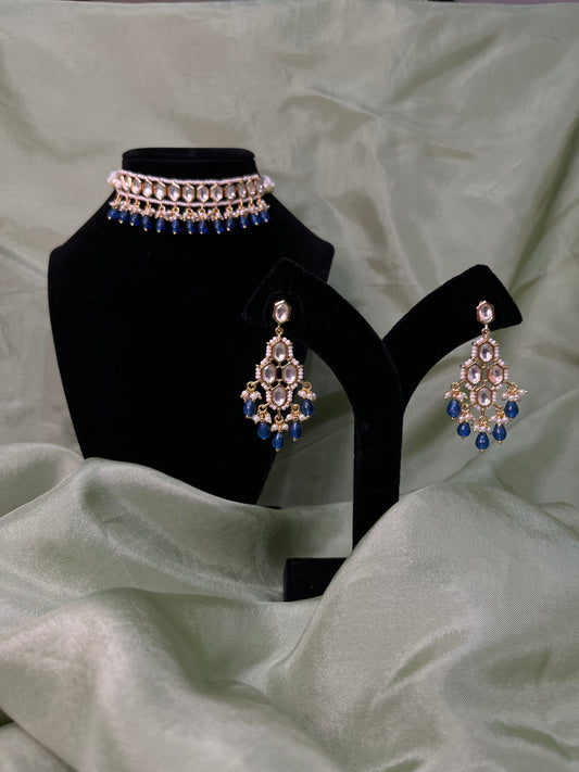 Royal blue Tiyani kundan choker set