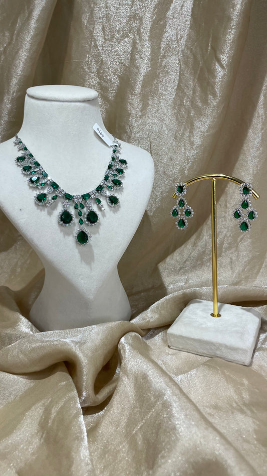 emerald green necklace set