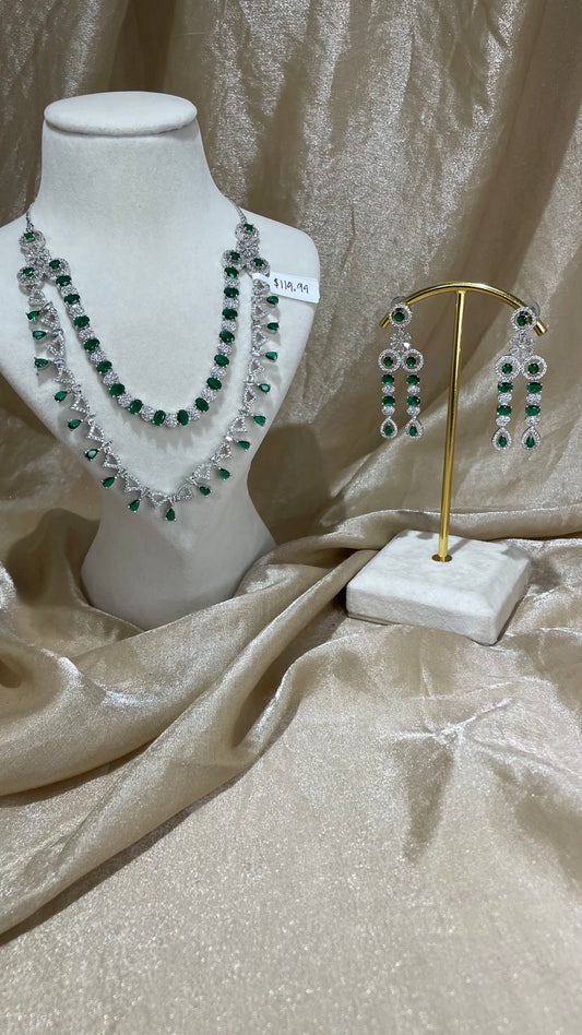 emerald green necklace set