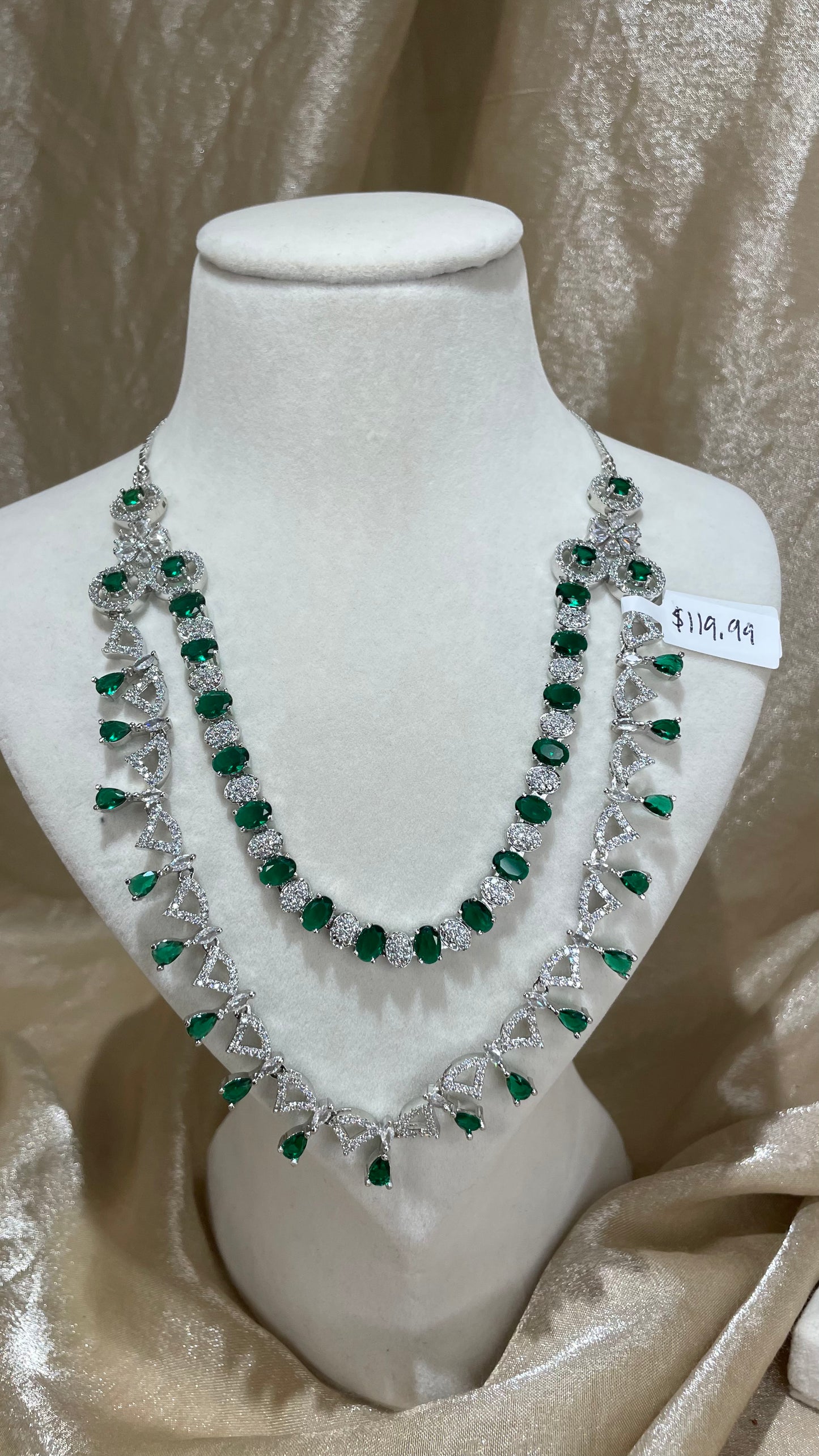 emerald green necklace set