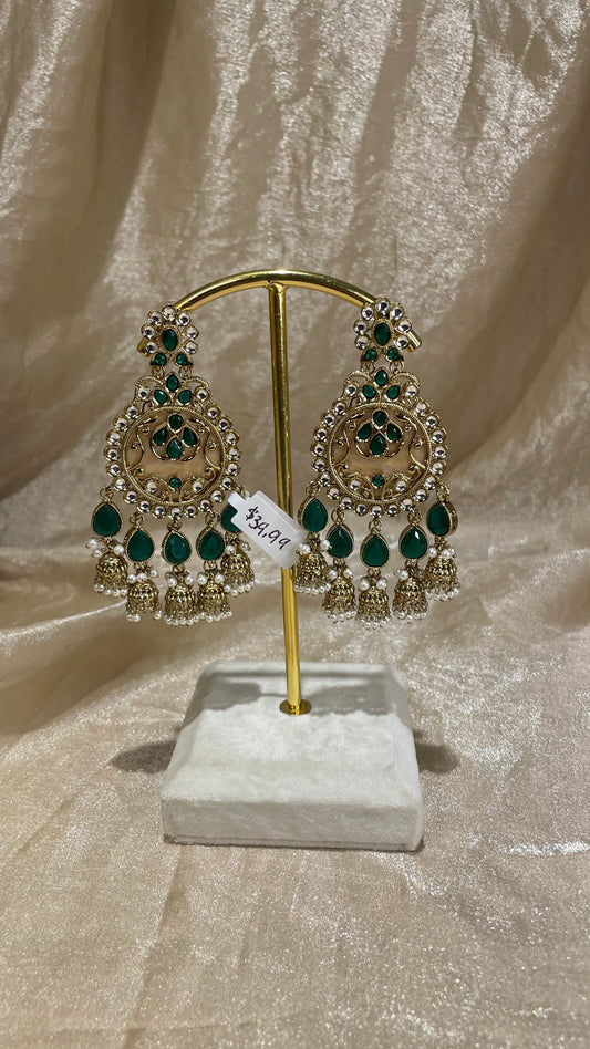 emerald green statement earrings