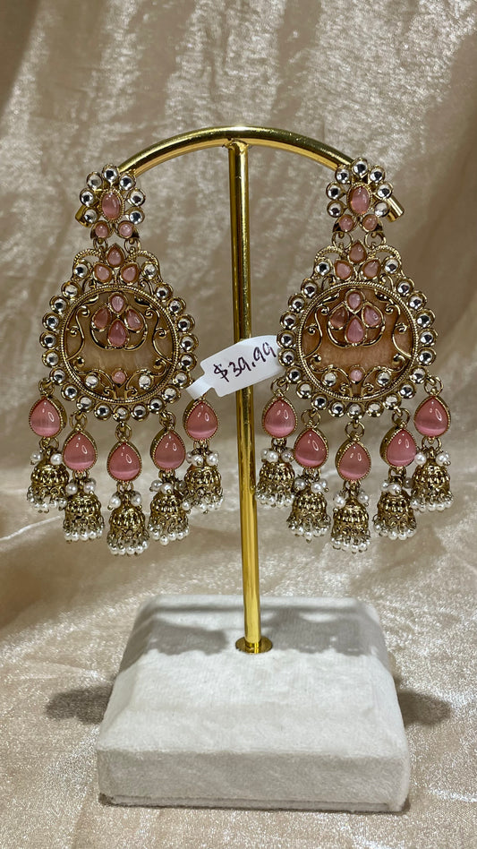 baby pink statement earrings