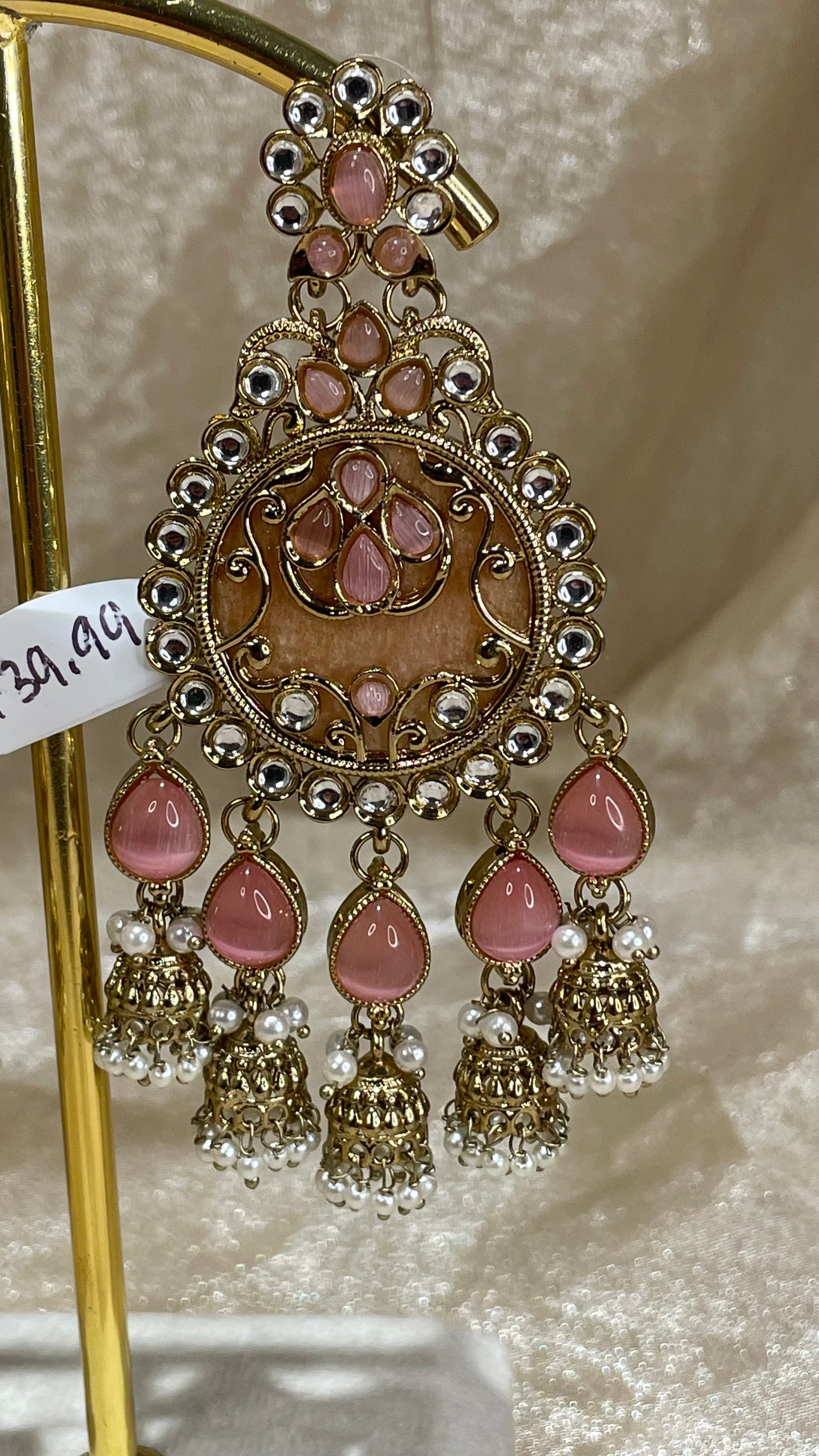 baby pink statement earrings