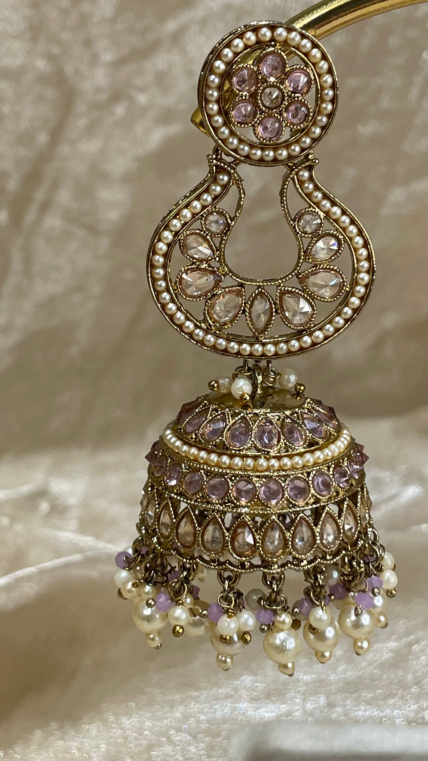 lavender jhumki/tikka set