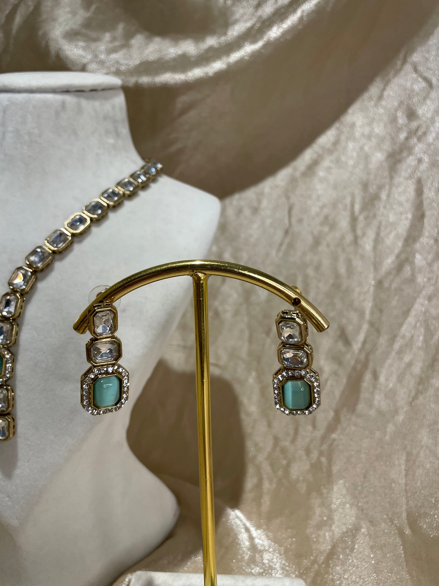 light blue necklace set