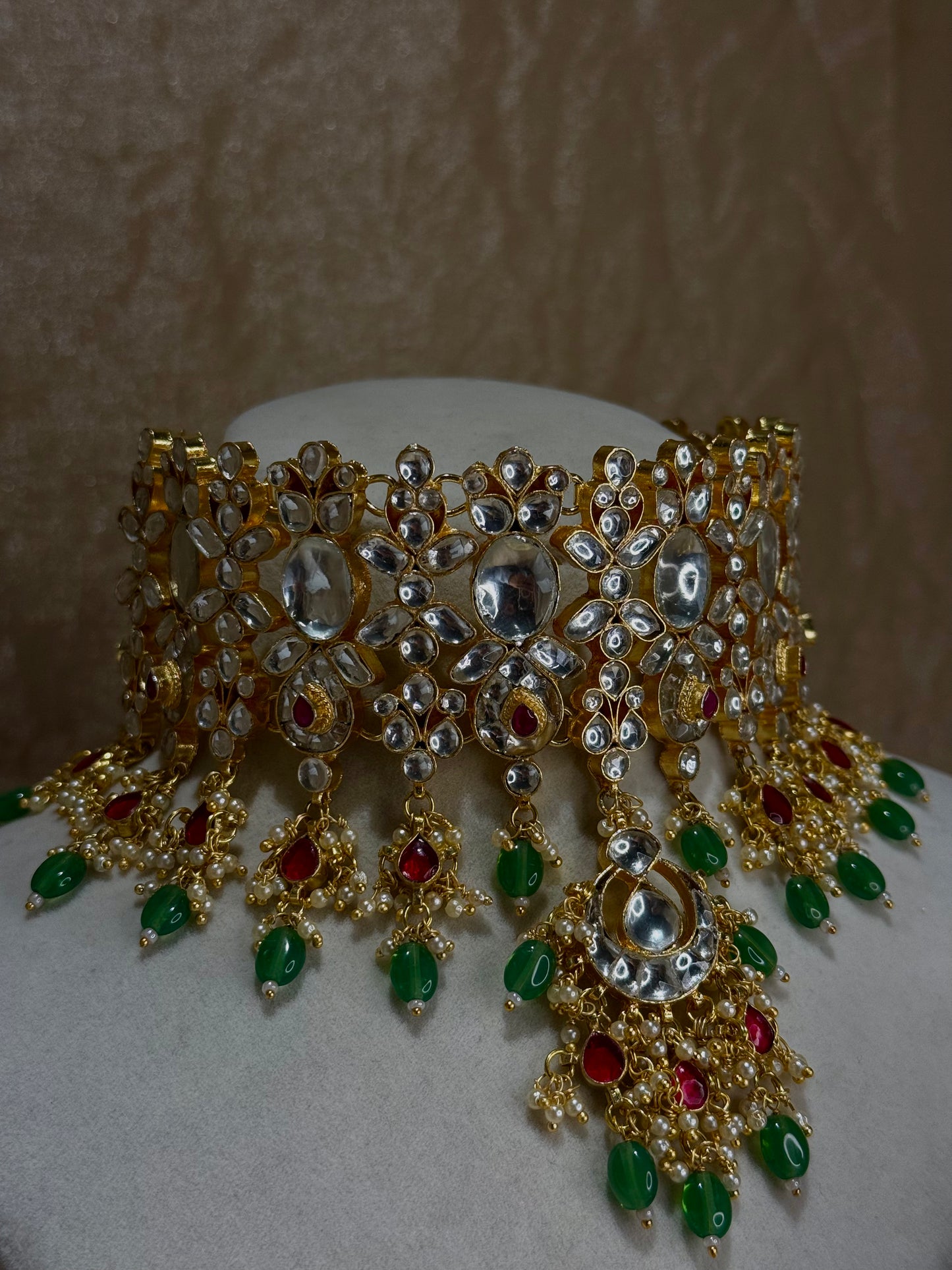 hot pink and emerald green choker set