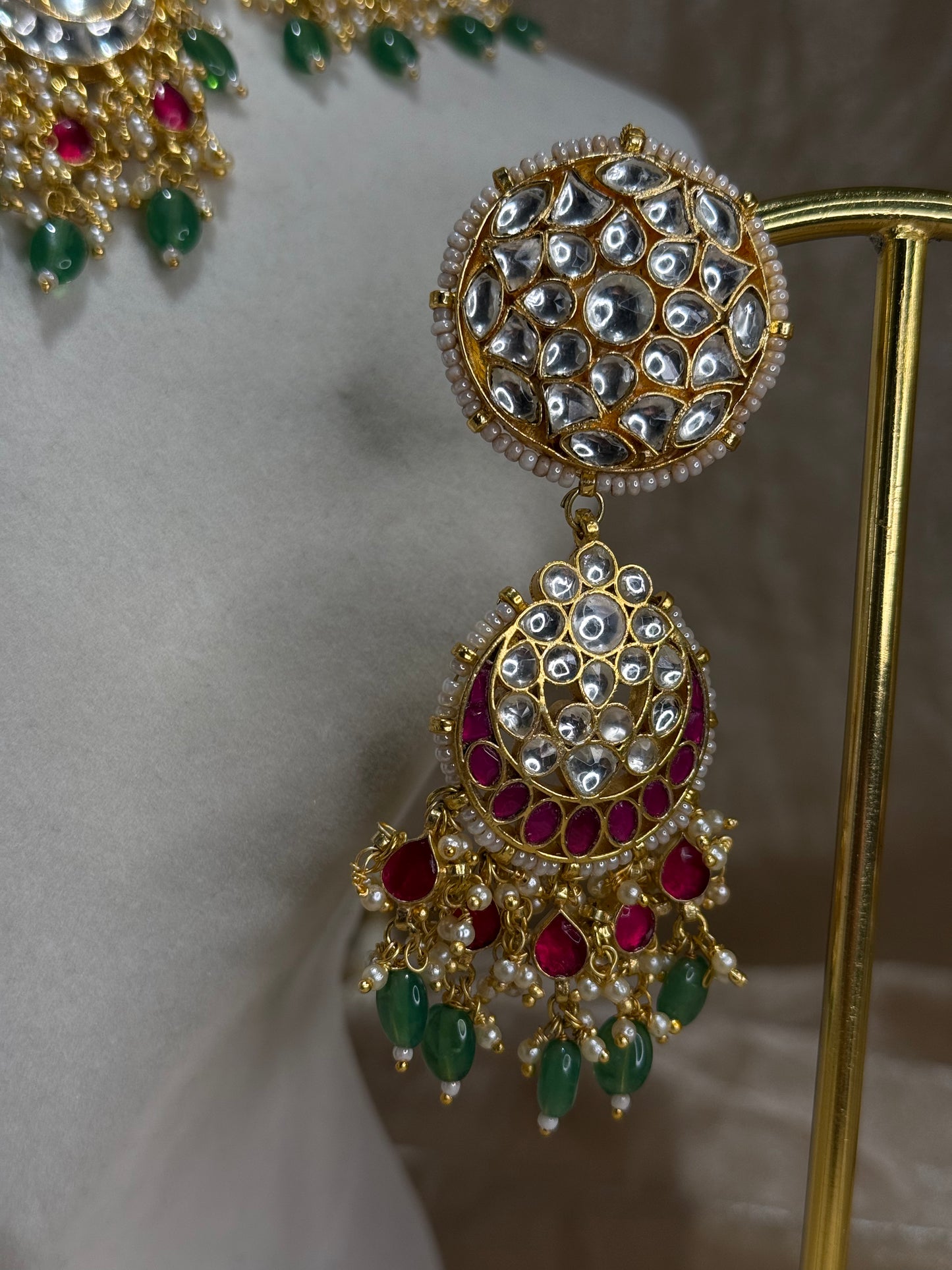 hot pink and emerald green choker set