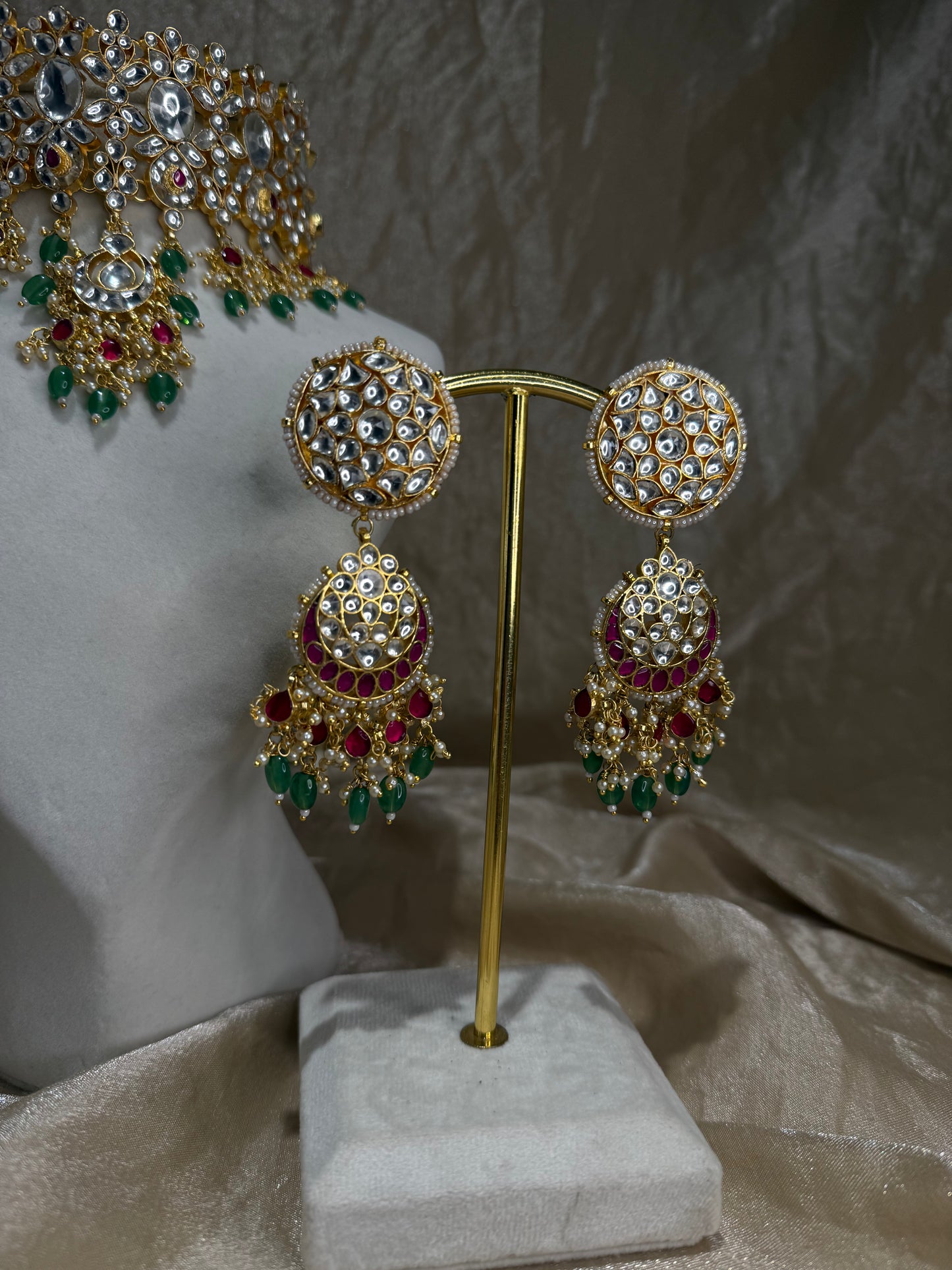 hot pink and emerald green choker set