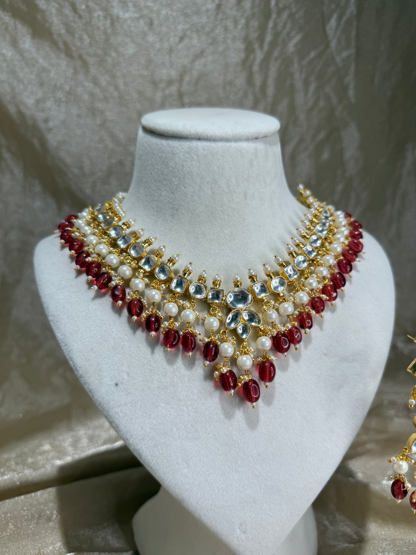 maroon necklace set