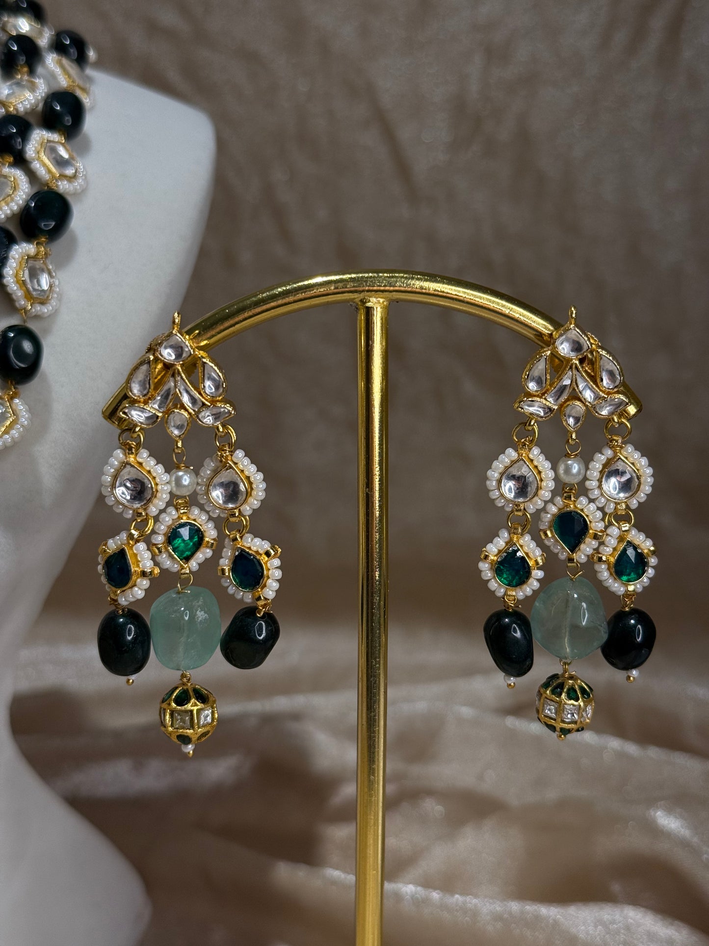 emerald green necklace set