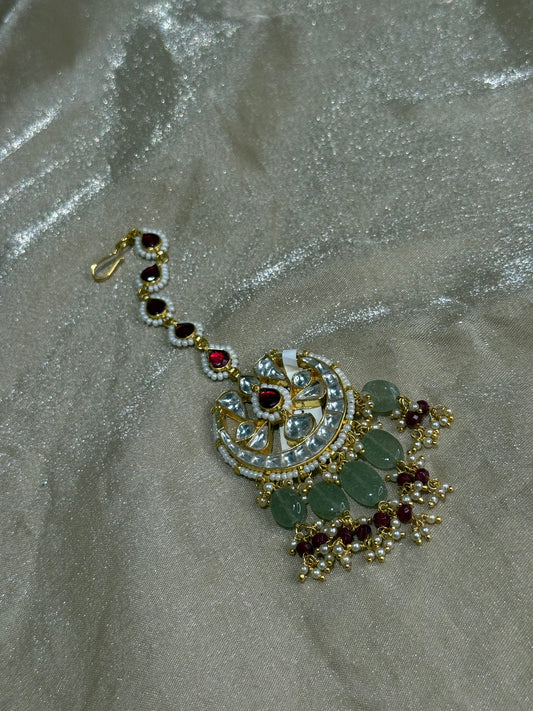 maroon and sage green tikka