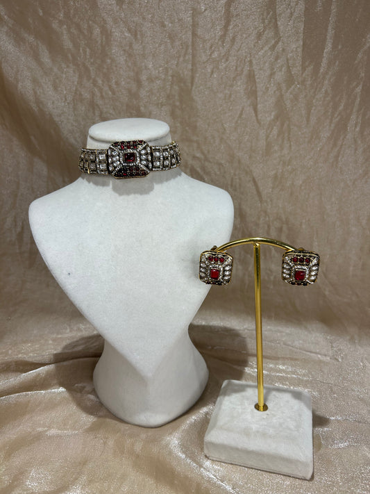 maroon choker set