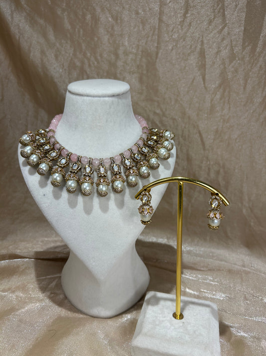 baby pink necklace set