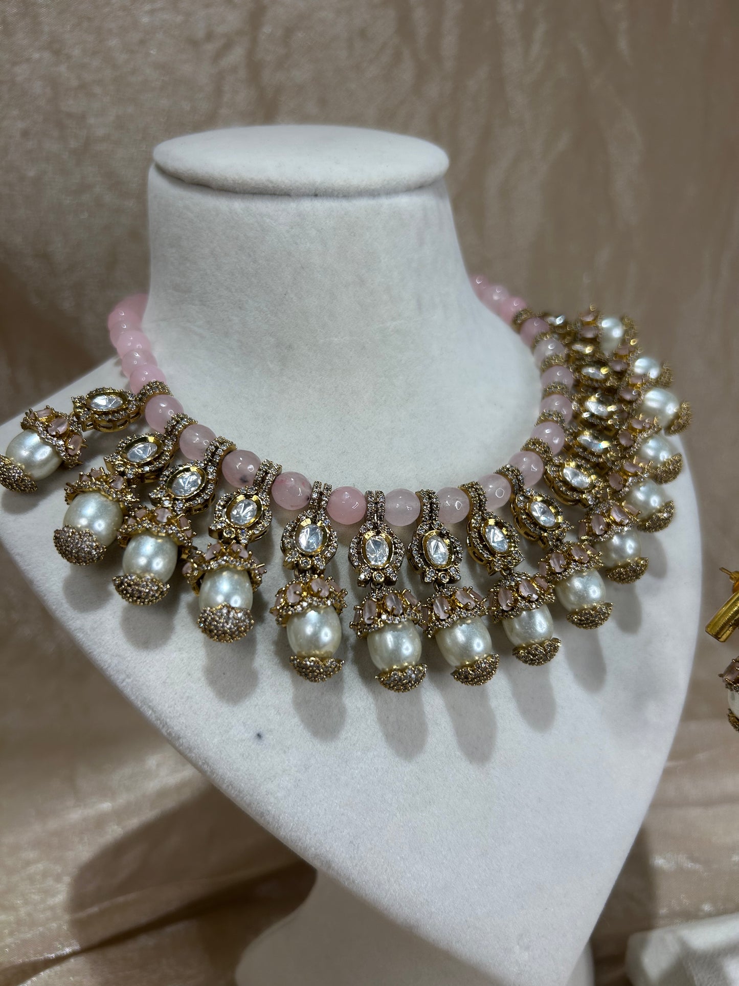 baby pink necklace set