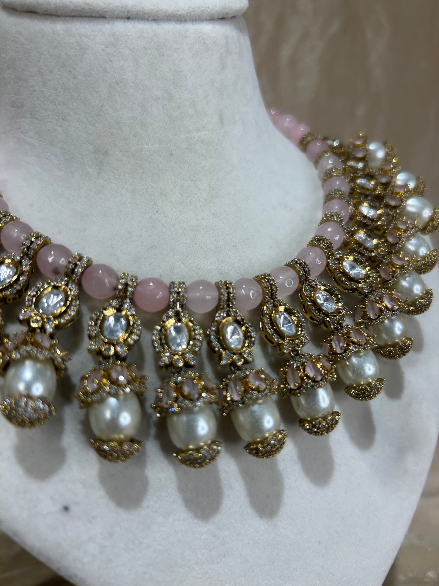 baby pink necklace set