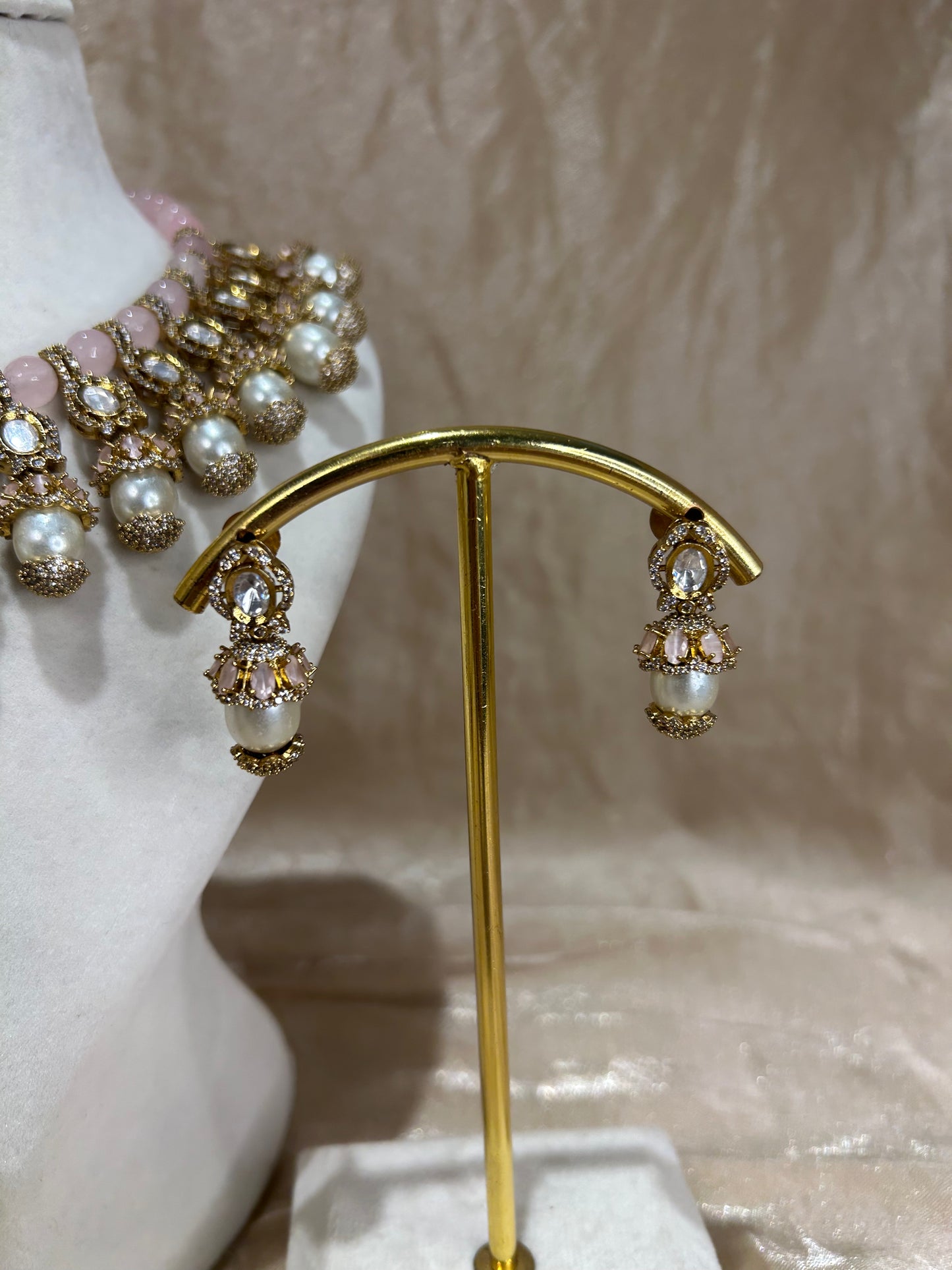 baby pink necklace set