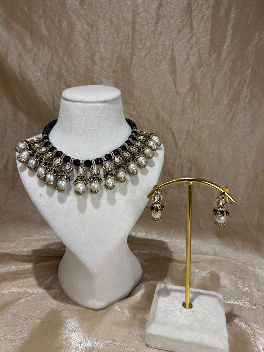 navy blue necklace set