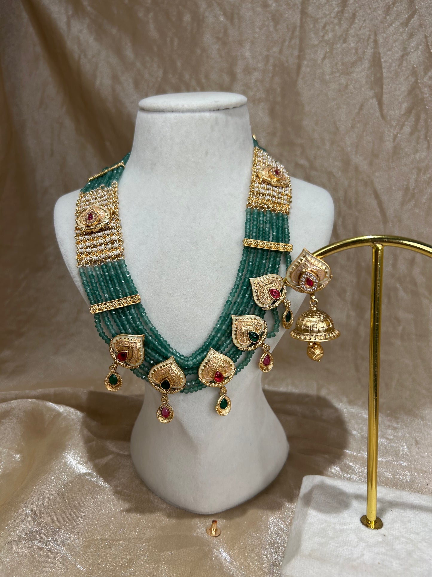 sage green necklace set