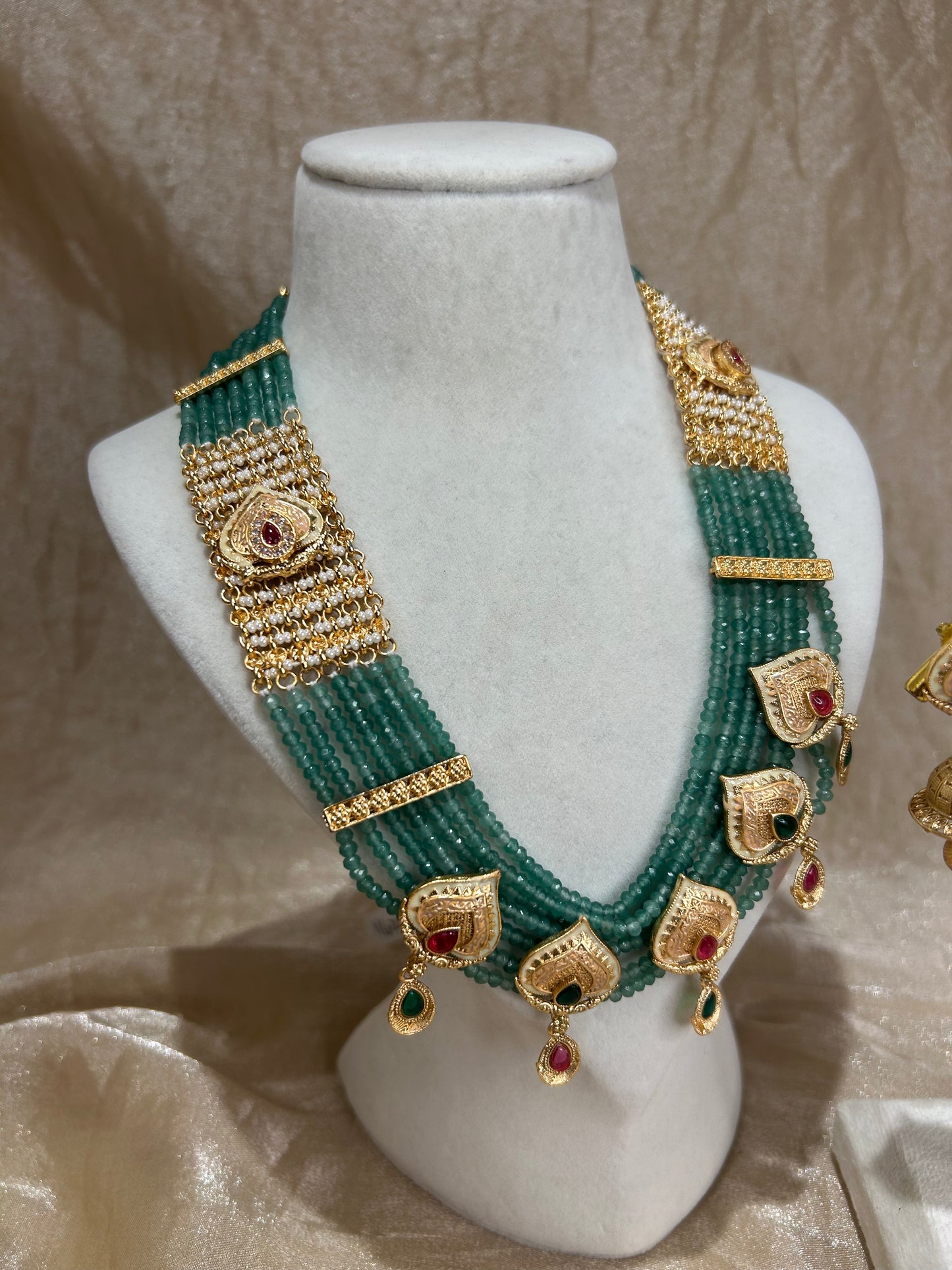 sage green necklace set