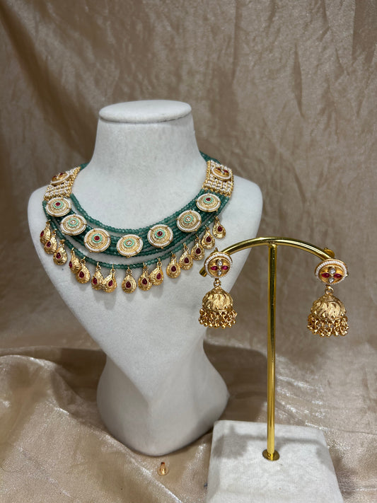sage green necklace set