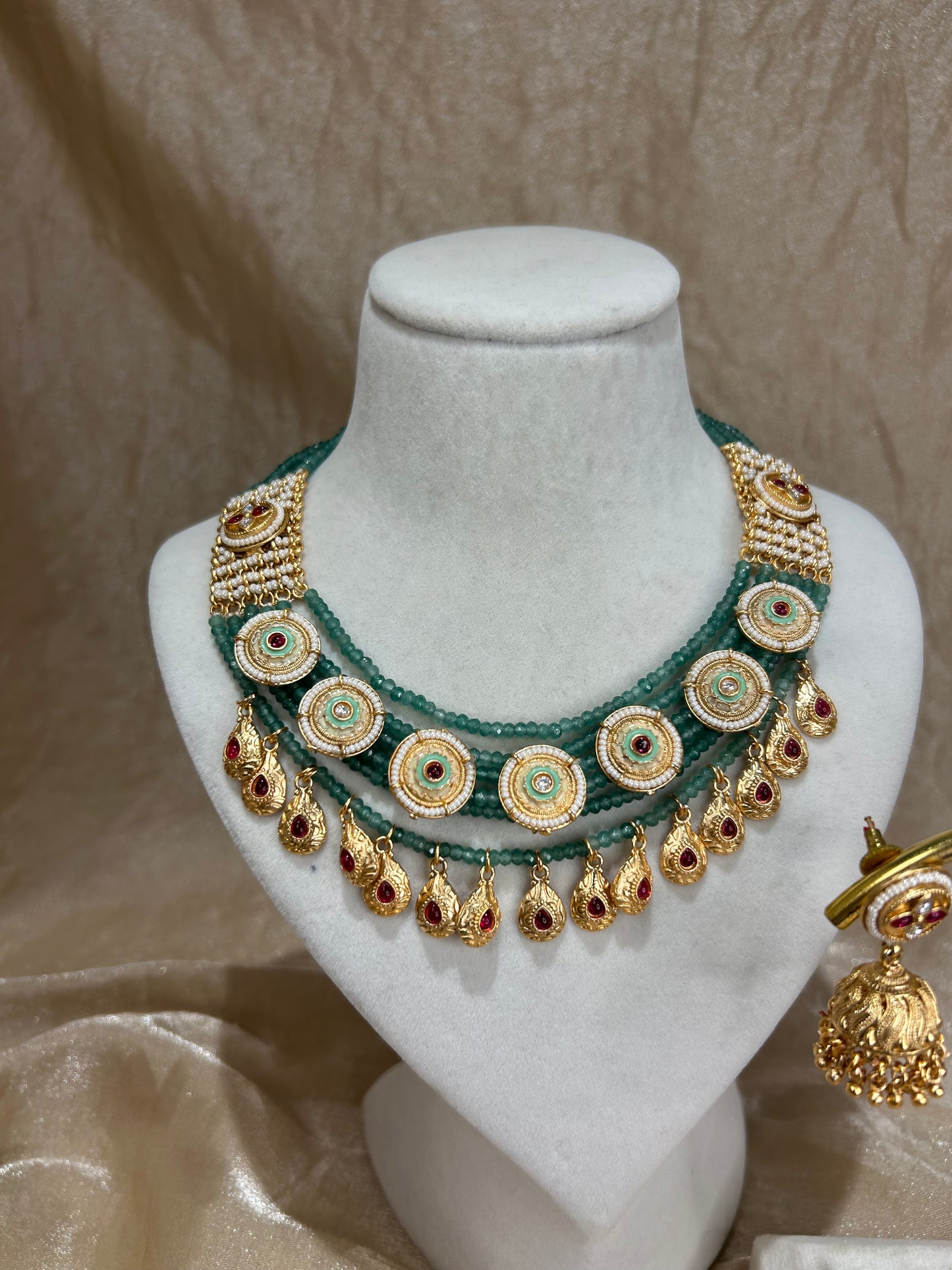 sage green necklace set