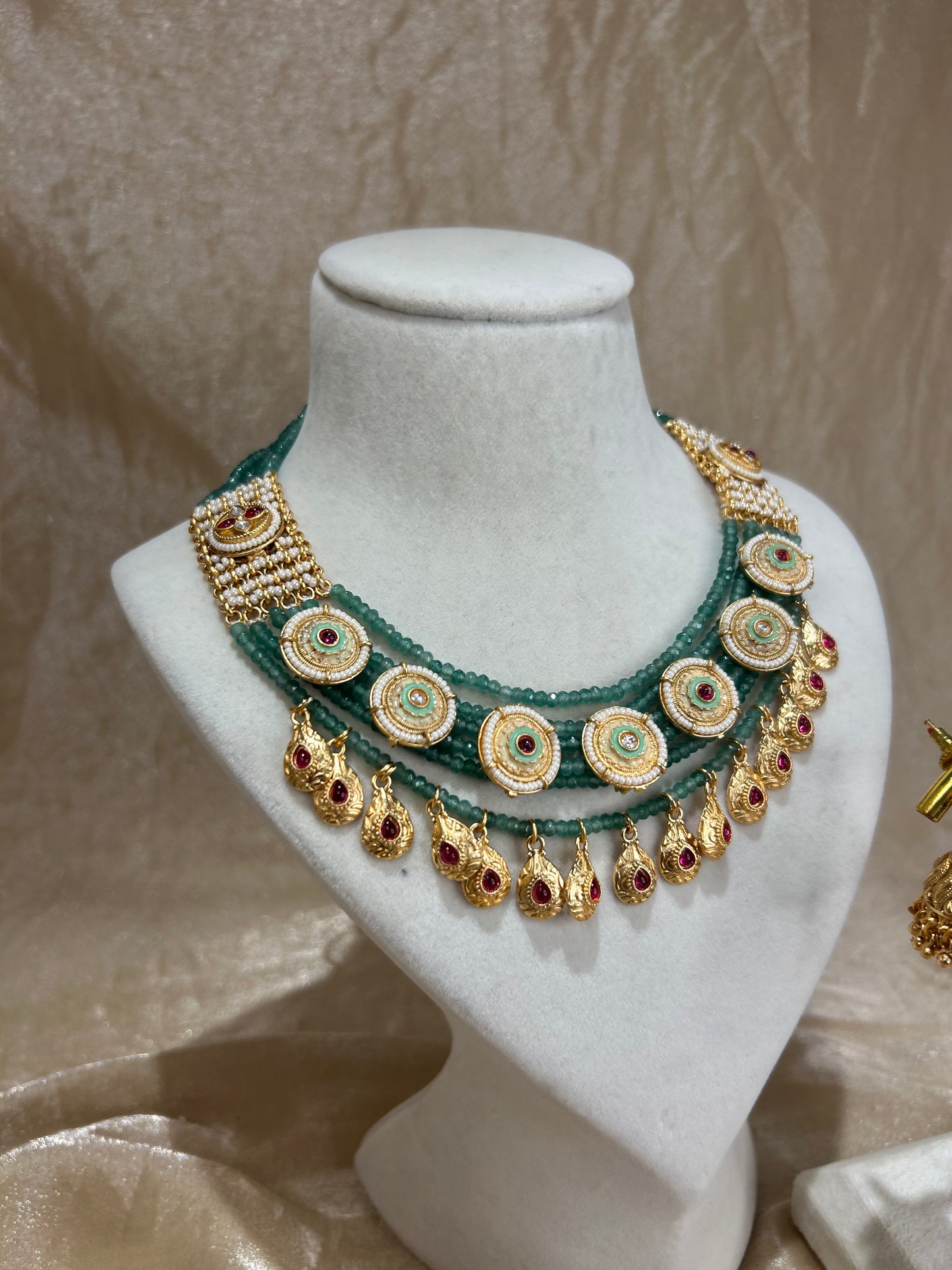 sage green necklace set