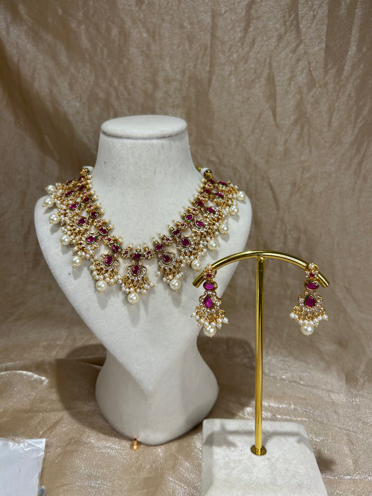 hot pink necklace set