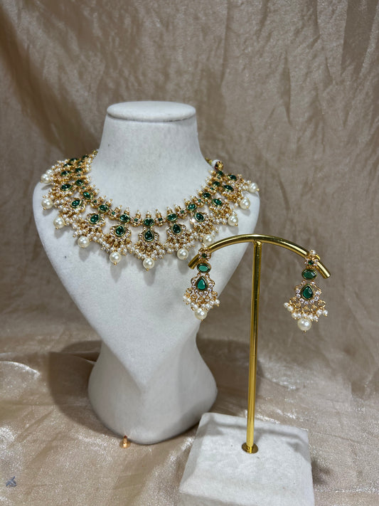 emerald green necklace set