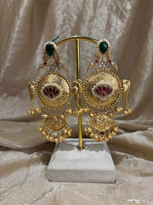 hot pink and emerald green statement earrings
