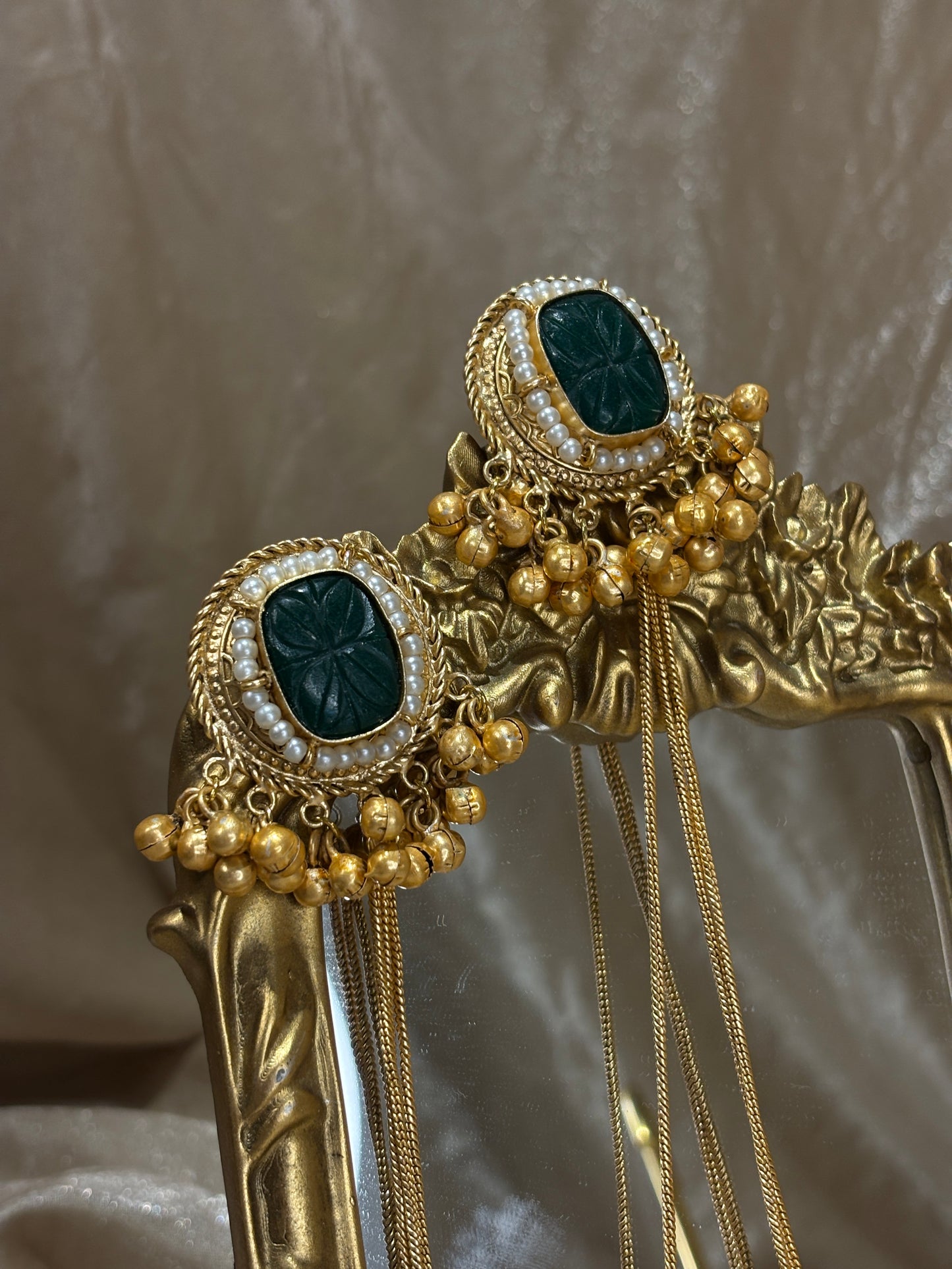 emerald green statement earrings