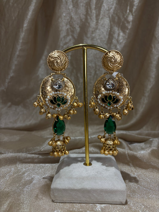 emerald green statement earrings
