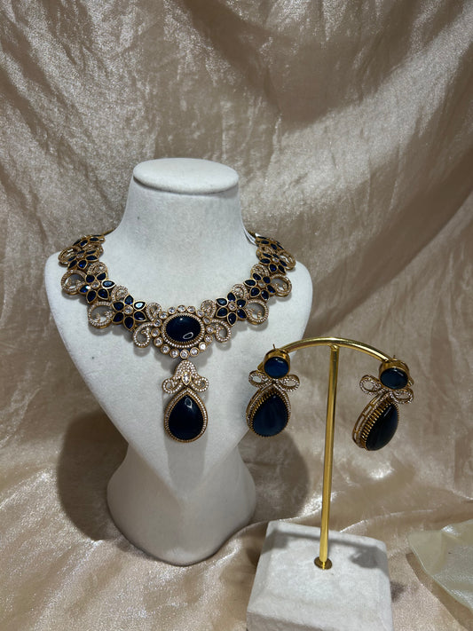 navy blue necklace set